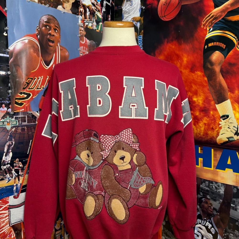Vintage 90s Alabama Crimson Tide Teddy Bears Spell Out College Sweatshirt Sz 2XL